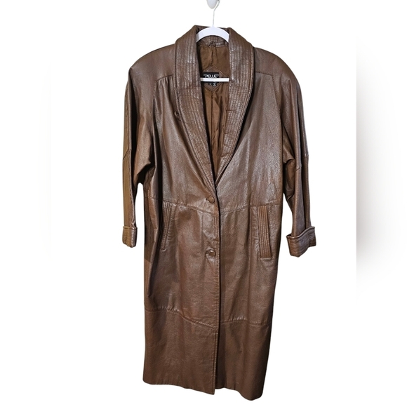 pelle Jackets & Blazers - Vintage Pelle brown leather trench coat.  Medium